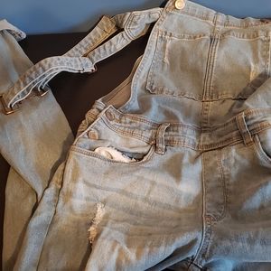 ,****sold***Revamped distressed overalls
